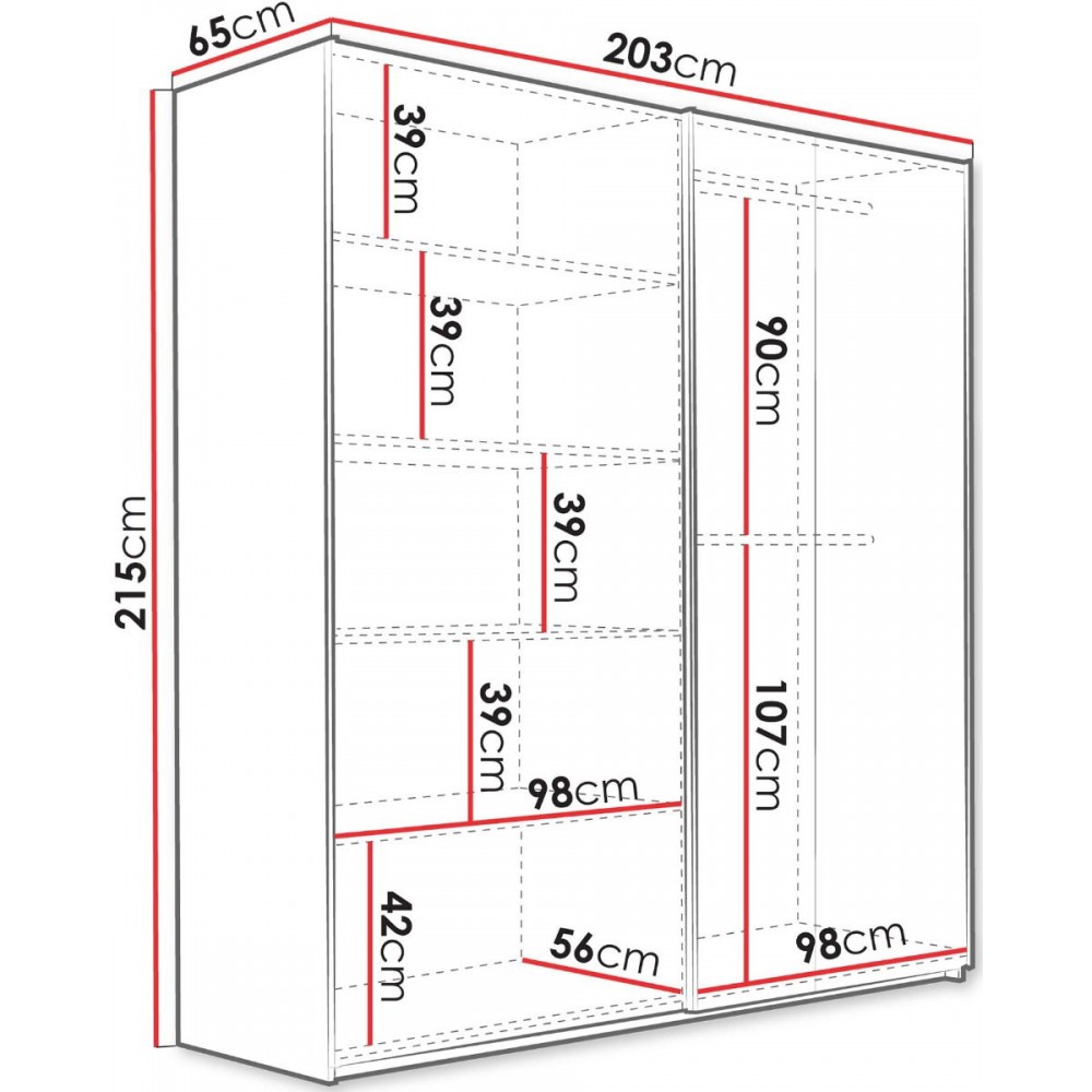 Ντουλάπα Sintra 203 συρόμενη-Leuko Fusiko