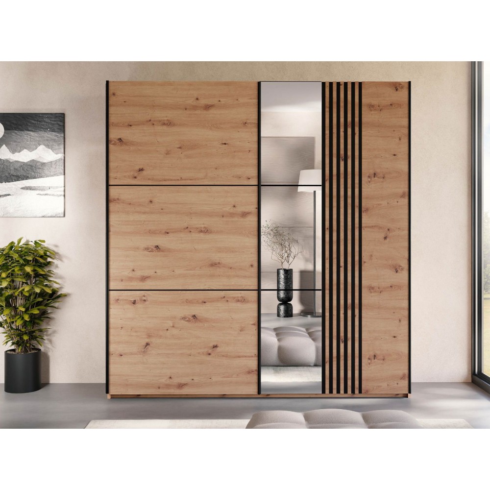 Ντουλάπα Sintra 203 συρόμενη-Fusiko-Mavro