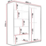 Ντουλάπα Sintra 203 συρόμενη-Fusiko-Mavro