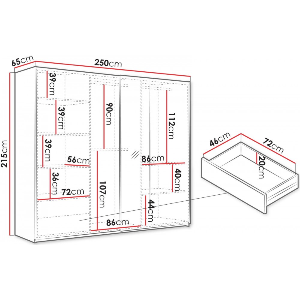 Ντουλάπα Sintra 250 συρόμενη-Leuko Fusiko