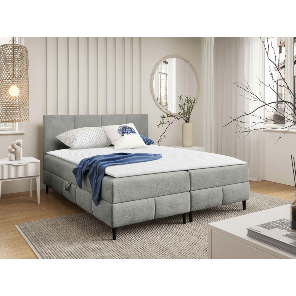 Επενδυμένο κρεβάτι Box Best II-Gkri-140 x 200