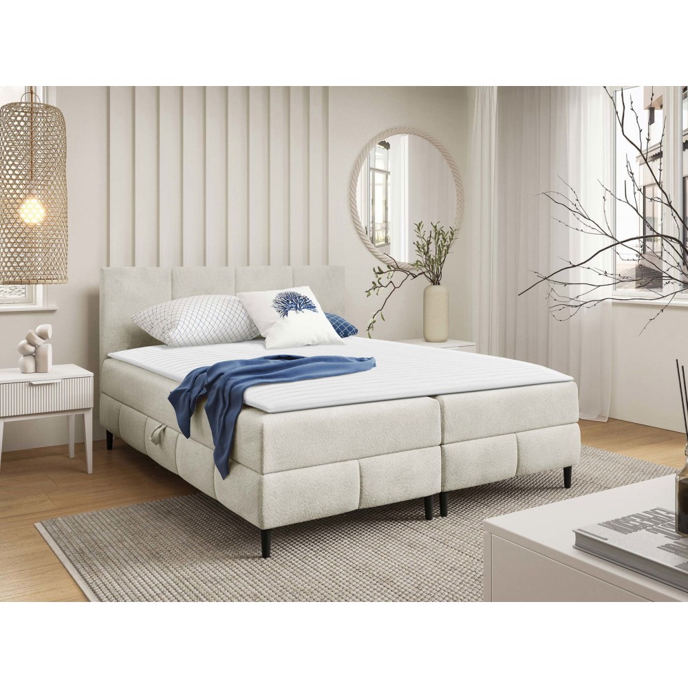 Επενδυμένο κρεβάτι Box Best II-Krem-140 x 200