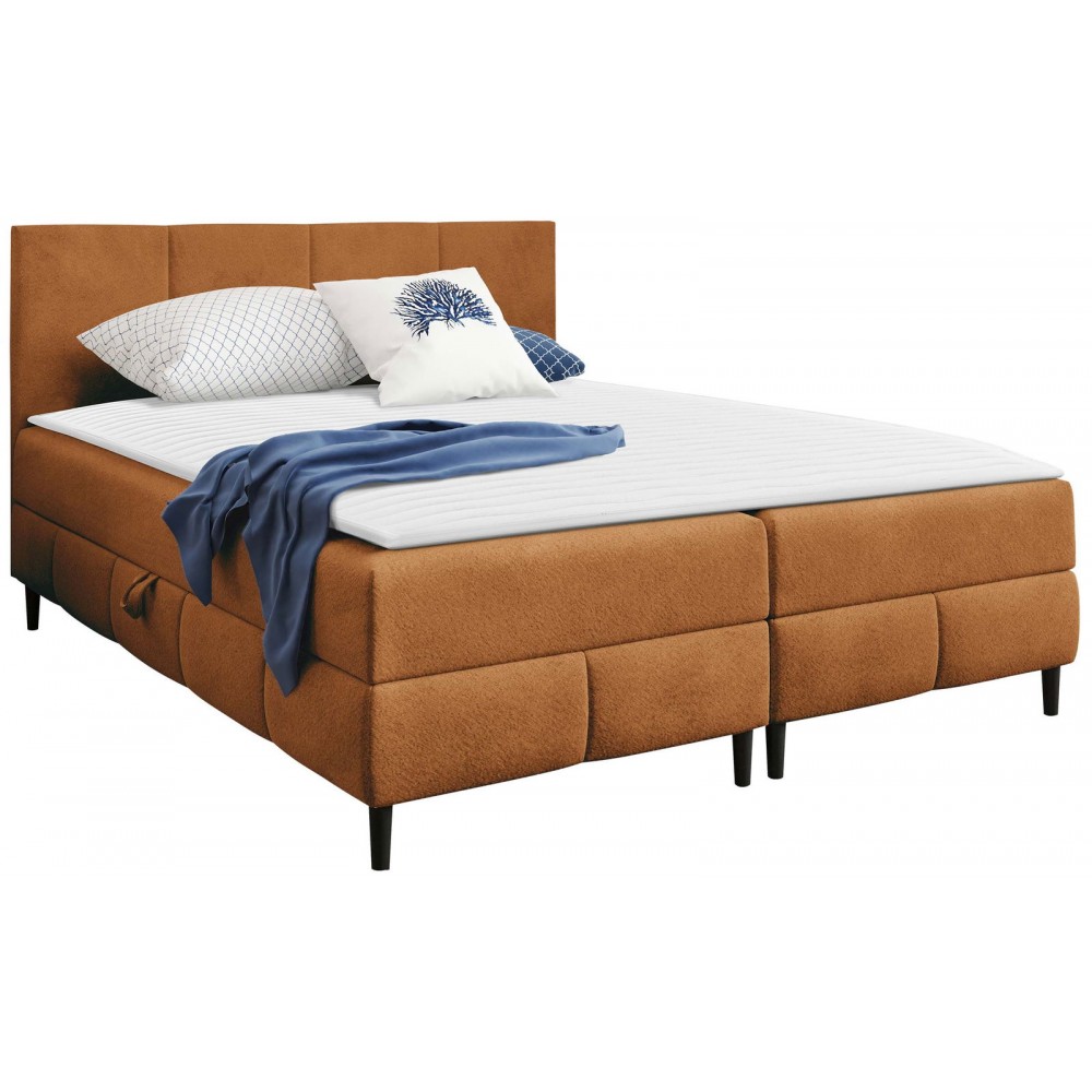 Επενδυμένο κρεβάτι Box Best II-Portokali-140 x 200