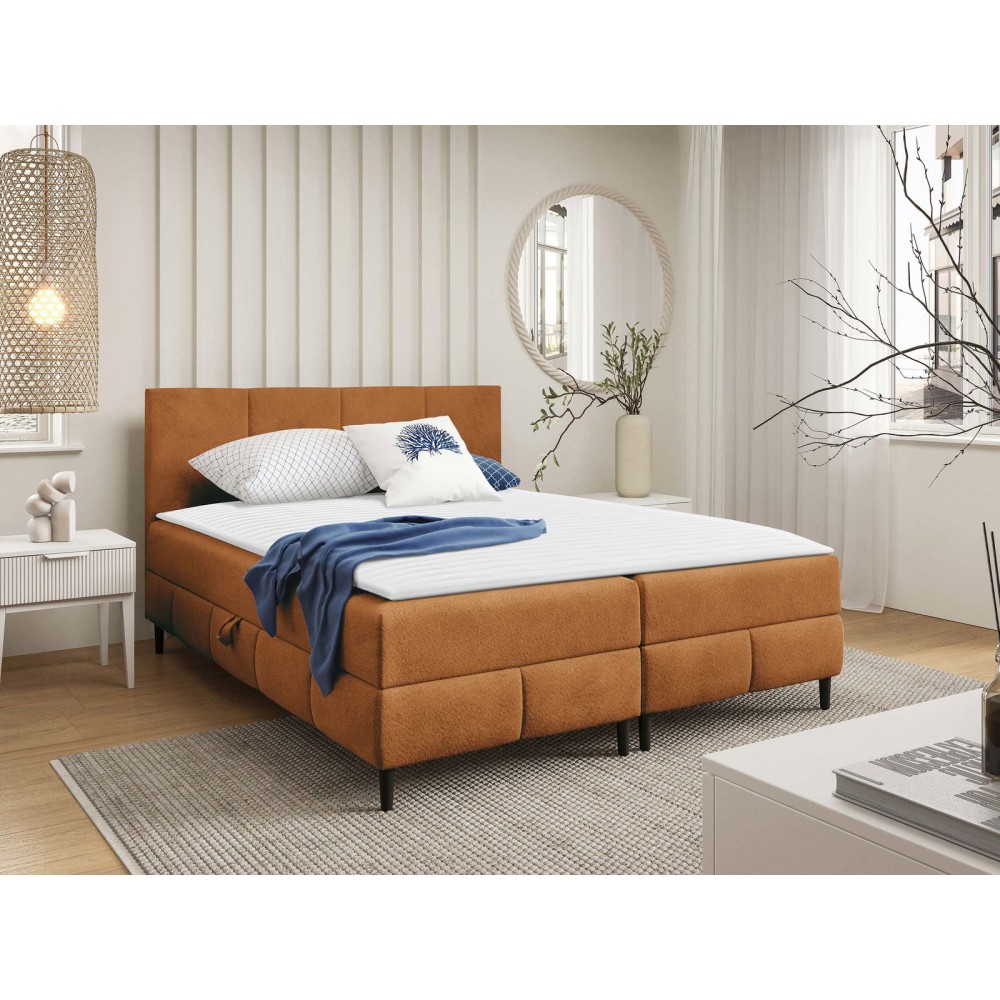 Επενδυμένο κρεβάτι Box Best II-Portokali-160 x 200