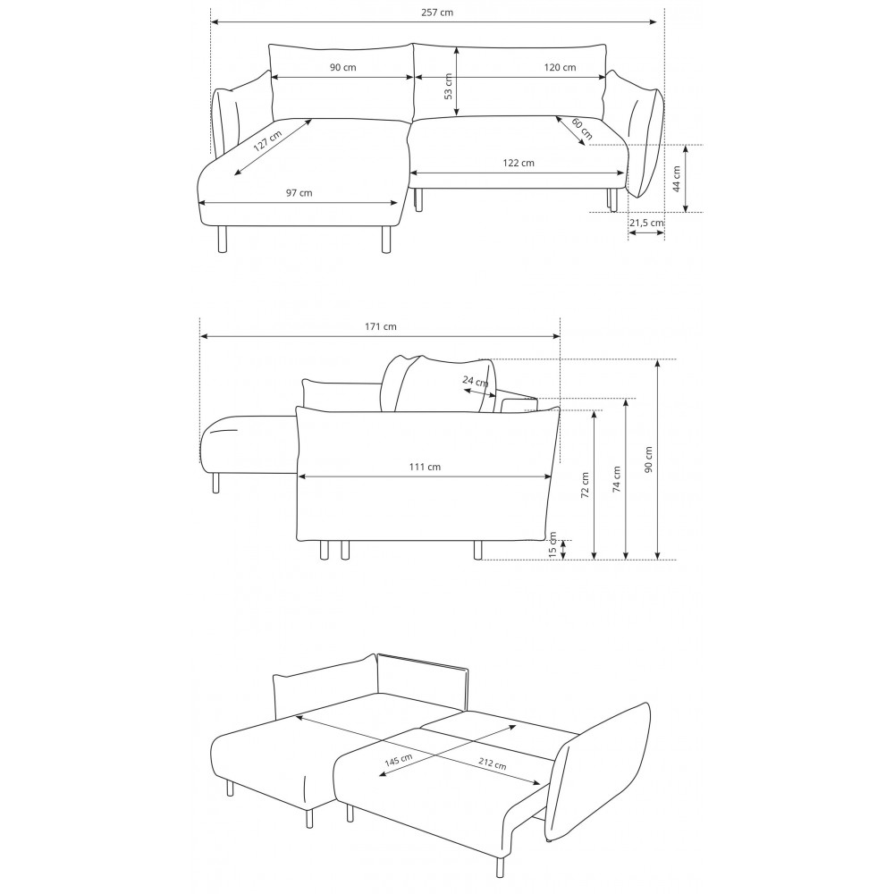 Γωνιακός καναπές Laurie-Krem