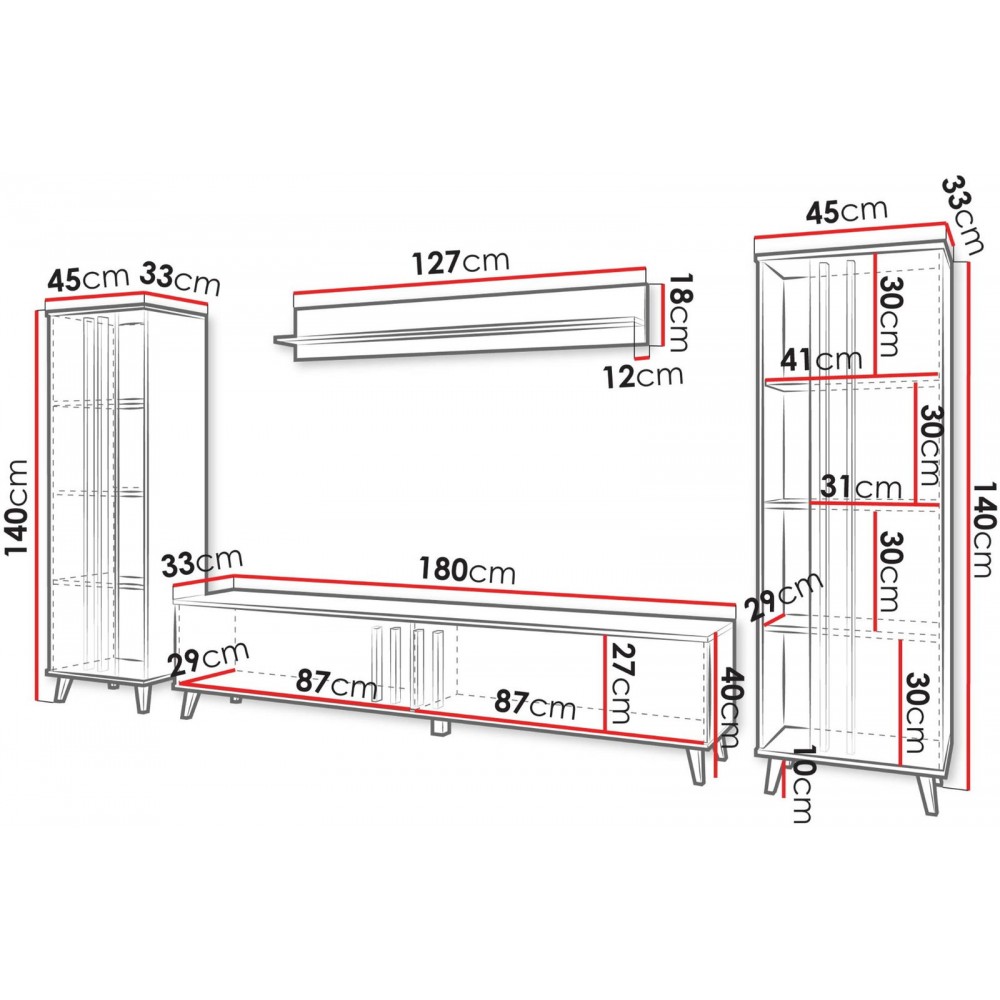 Σύνθετο σαλονιού Helsinki I-Fusiko-Mavro
