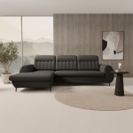 Γωνιακός καναπές Blanc-Gkri Skouro-Αριστερή 275x166x95