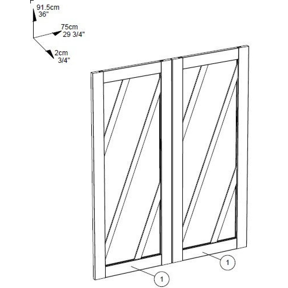 Σετ 2 γυάλινες πόρτες βιβλιοθήκης Orleans 75x2x91.5