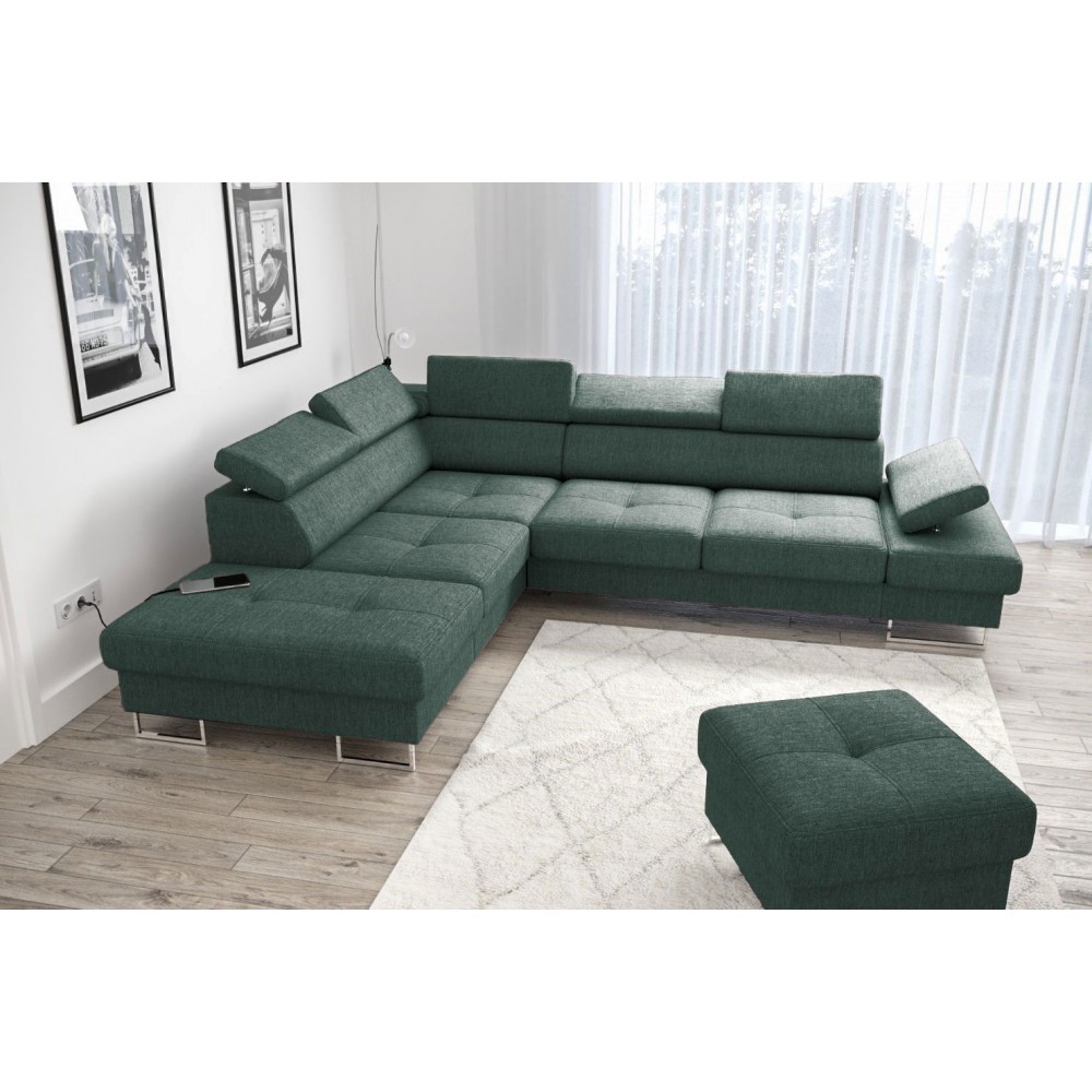 Γωνιακός καναπές Gelito-Prasino Skouro-Αριστερή