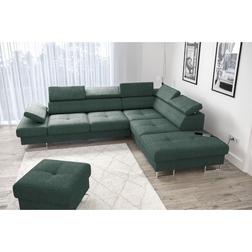 Γωνιακός καναπές Gelito-Prasino Skouro-Δεξιά