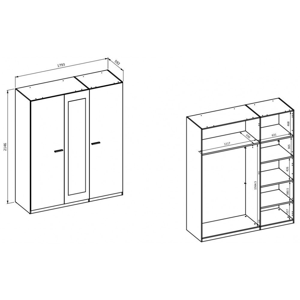 Ντουλάπα Verti με καθρέπτη τρίφυλλη