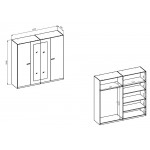 Ντουλάπα Verti με καθρέπτη τετράφυλλη