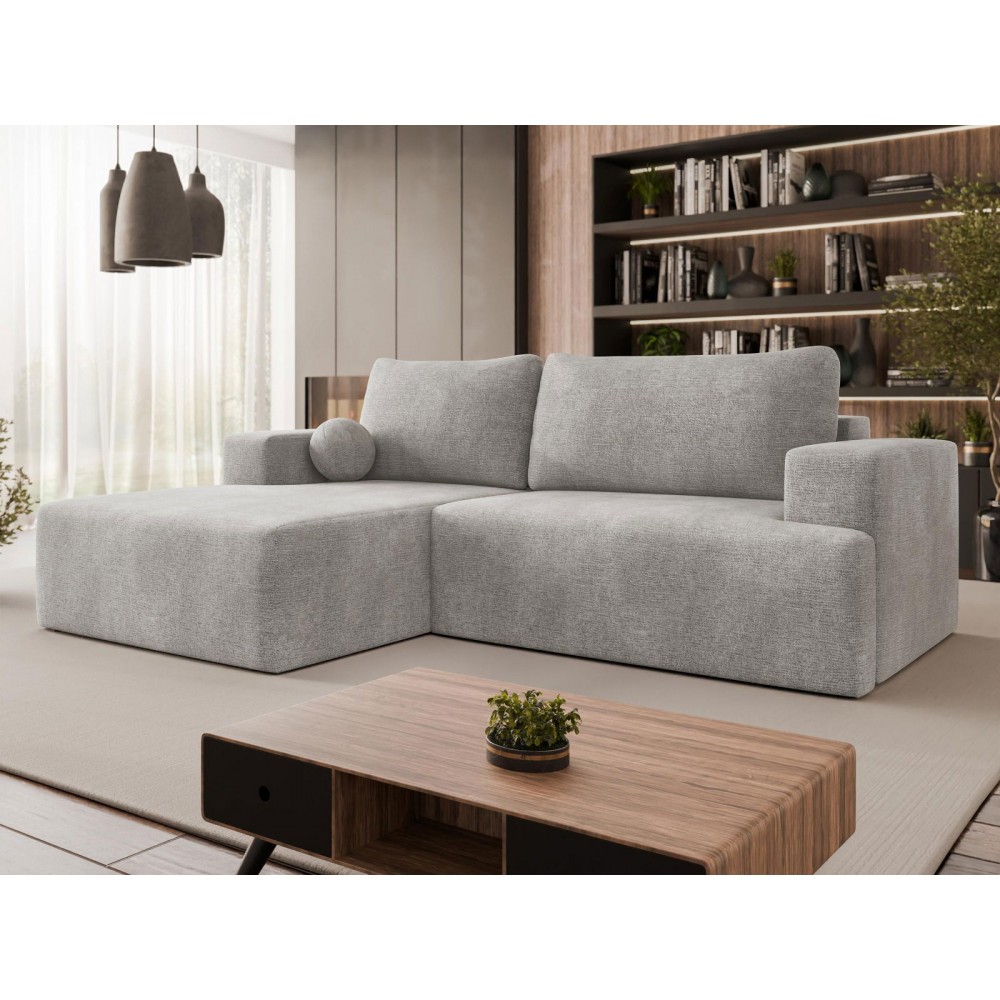 Γωνιακός καναπές Mivo-Silver Gray-Αριστερή