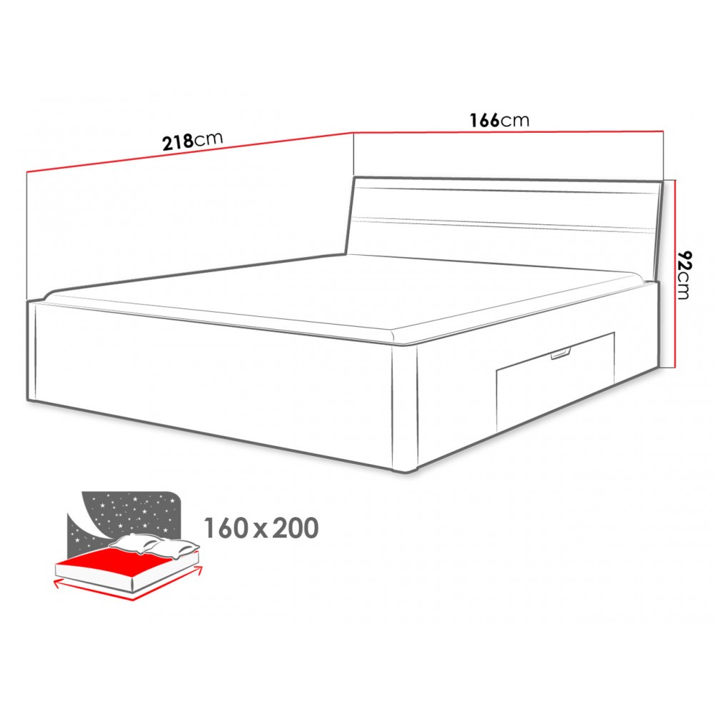 Κρεβάτι Delta Plus-Δρυς-160 x 200