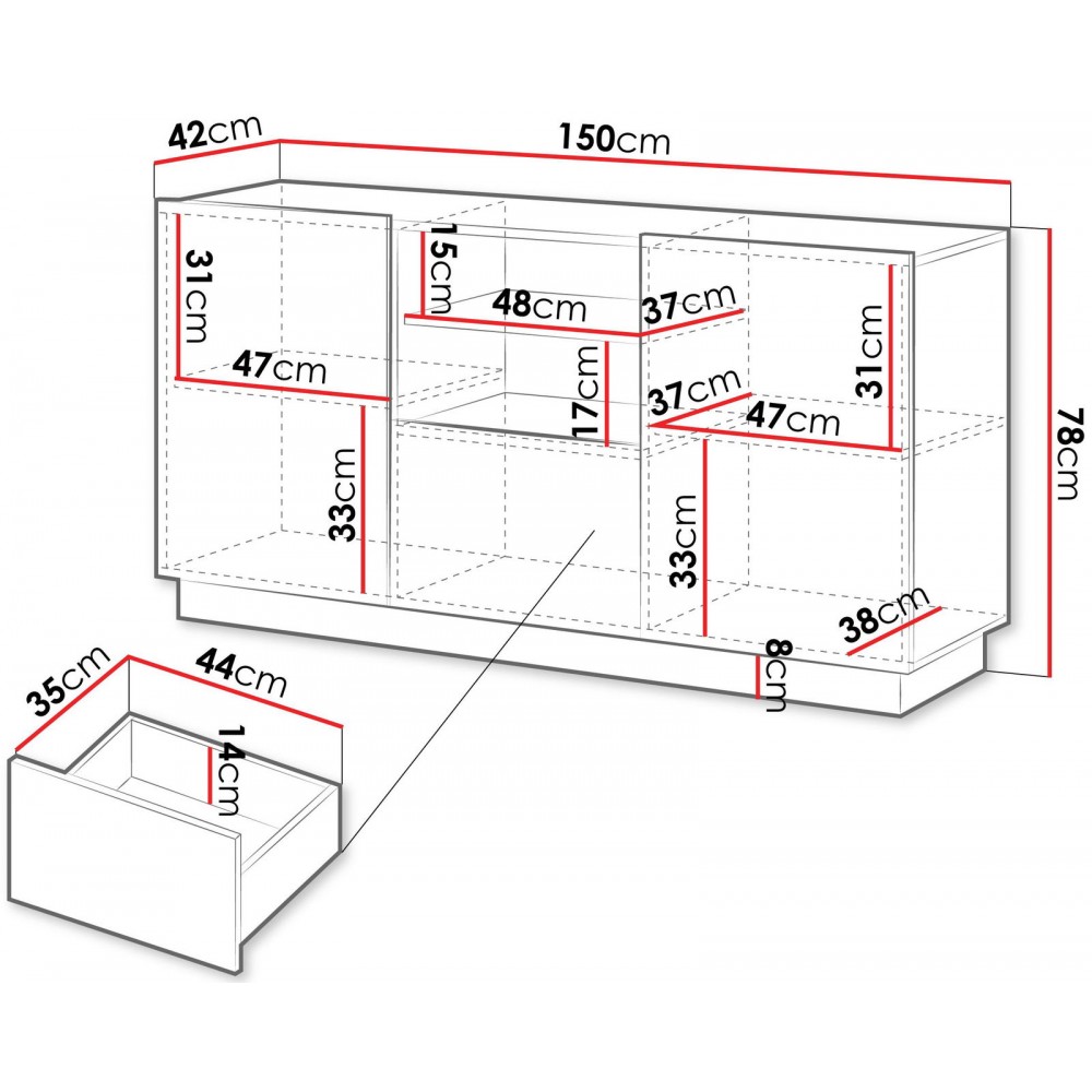 Μπουφές Liverti 150-Μαύρο 150x42x78