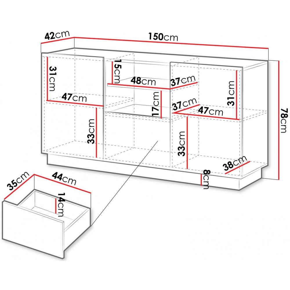 Μπουφές Liverti 150-Μαύρο 150x42x78