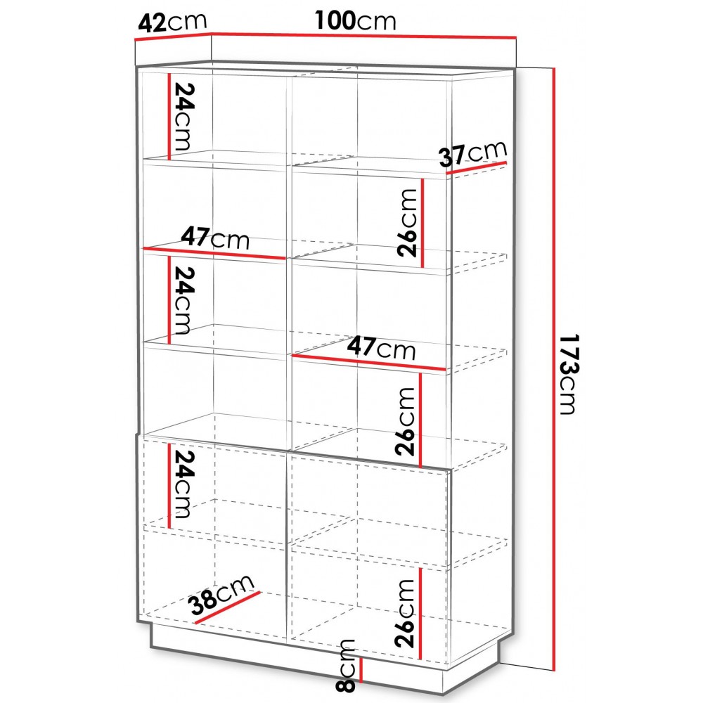 Βιβλιοθήκη Liverti 2D-Μαύρο 100x42x173