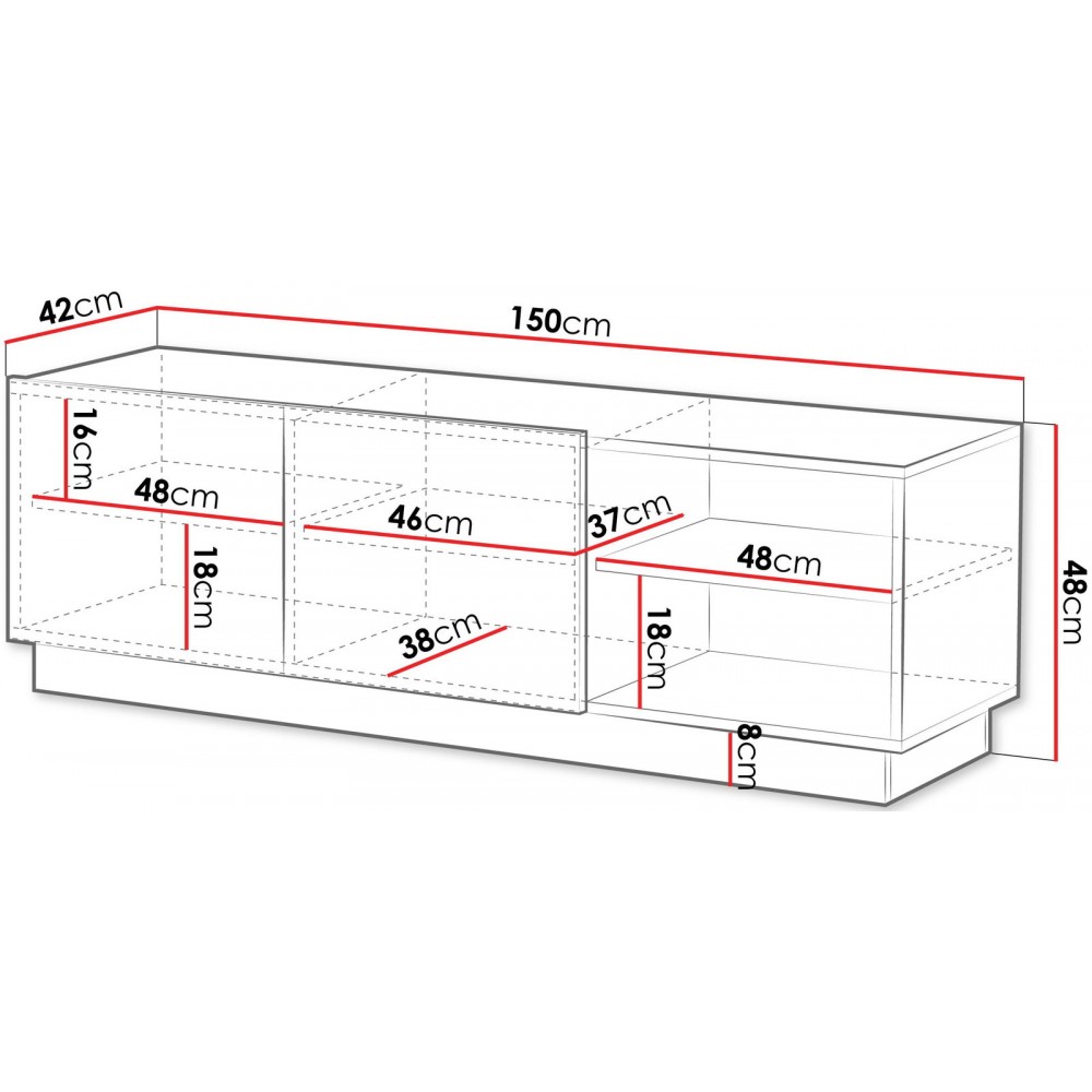 Έπιπλο Τηλεόρασης Liverti 2D-Μαύρο 150x42x48