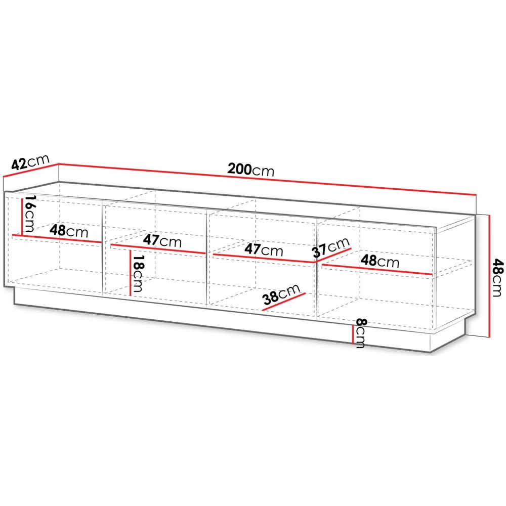 Έπιπλο Τηλεόρασης Liverti 4D-Μαύρο 200x42x48