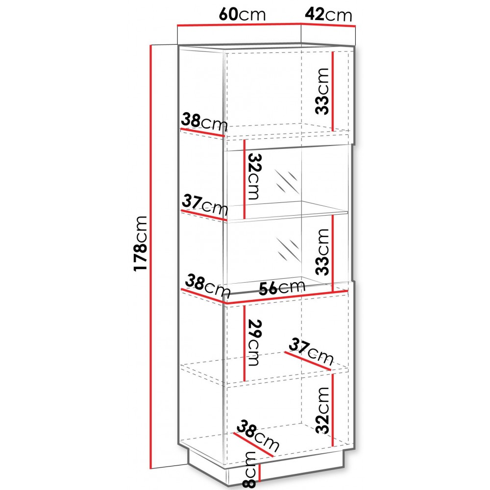 Βιτρίνα Liverti-Μαύρο 60x42x178