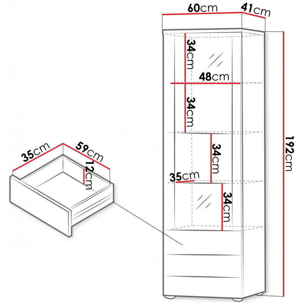 Βιτρίνα Soho-Μαύρο 60x41x192
