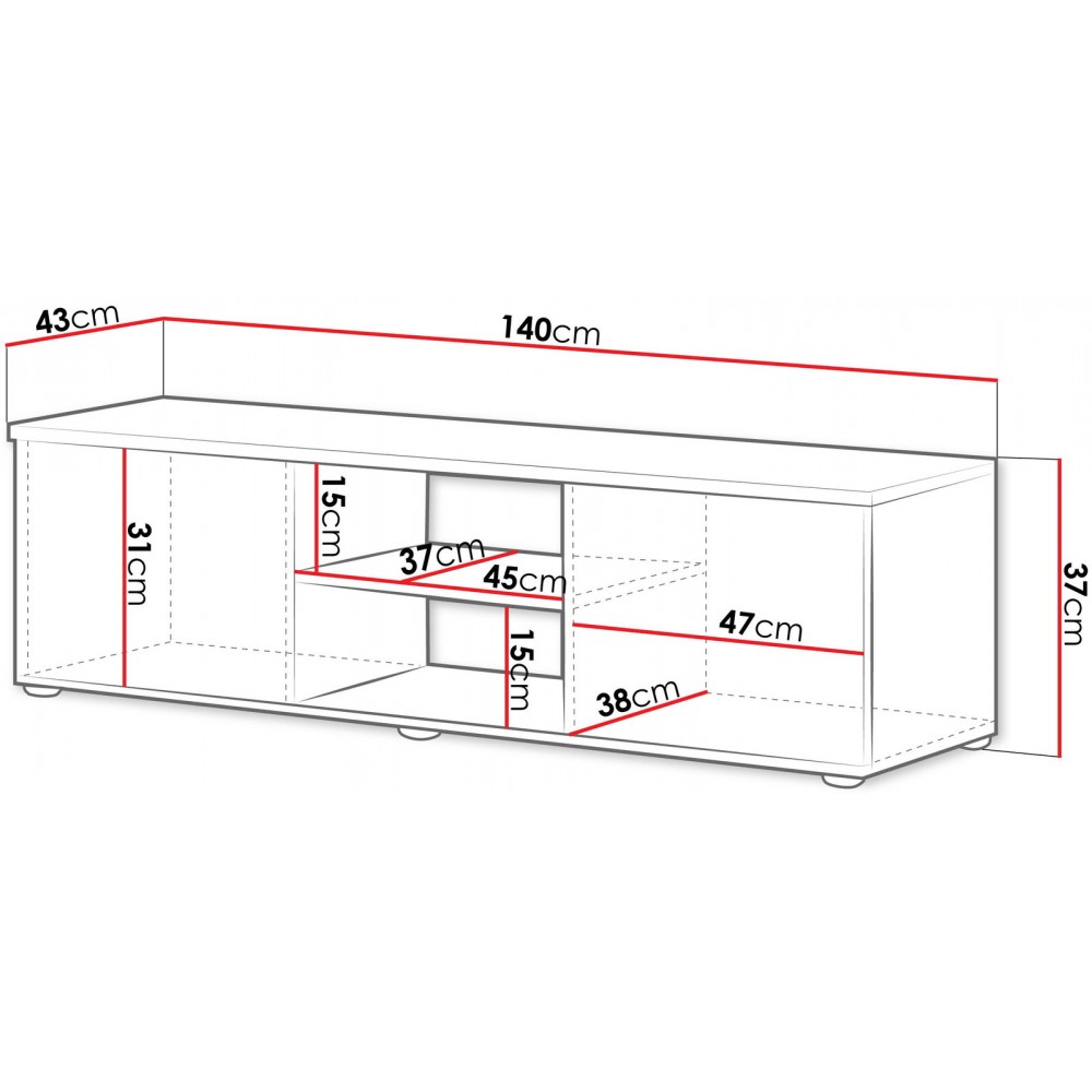 Έπιπλο Τηελόρασης Soho S4-Lefkas Oak 140x43x37