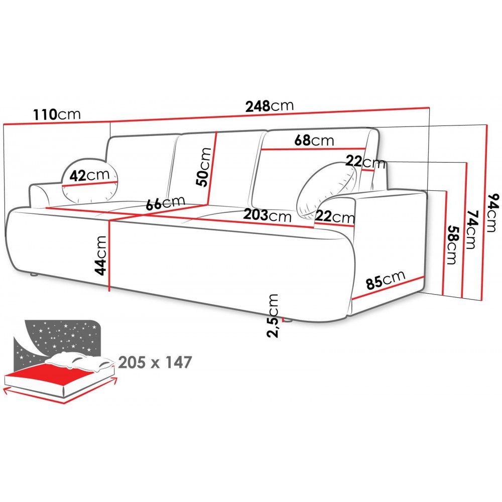 Καναπές - κρεβάτι Velo-Γκρι
