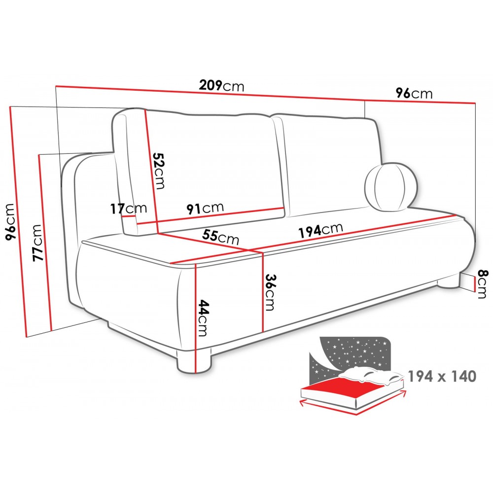 Καναπές - Κρεβάτι Gaja-Ανθρακί