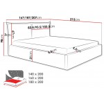 Επενδυμένο κρεβάτι Pirkun-140 x 200-Γκρι Ανοιχτό 215x167x98
