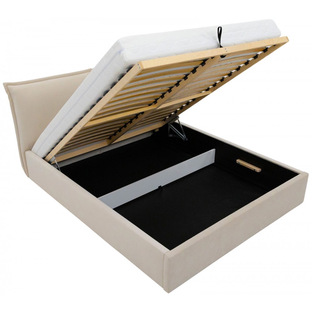 Επενδυμένο κρεβάτι Pirkun-140 x 200-Γκρι Ανοιχτό 215x167x98