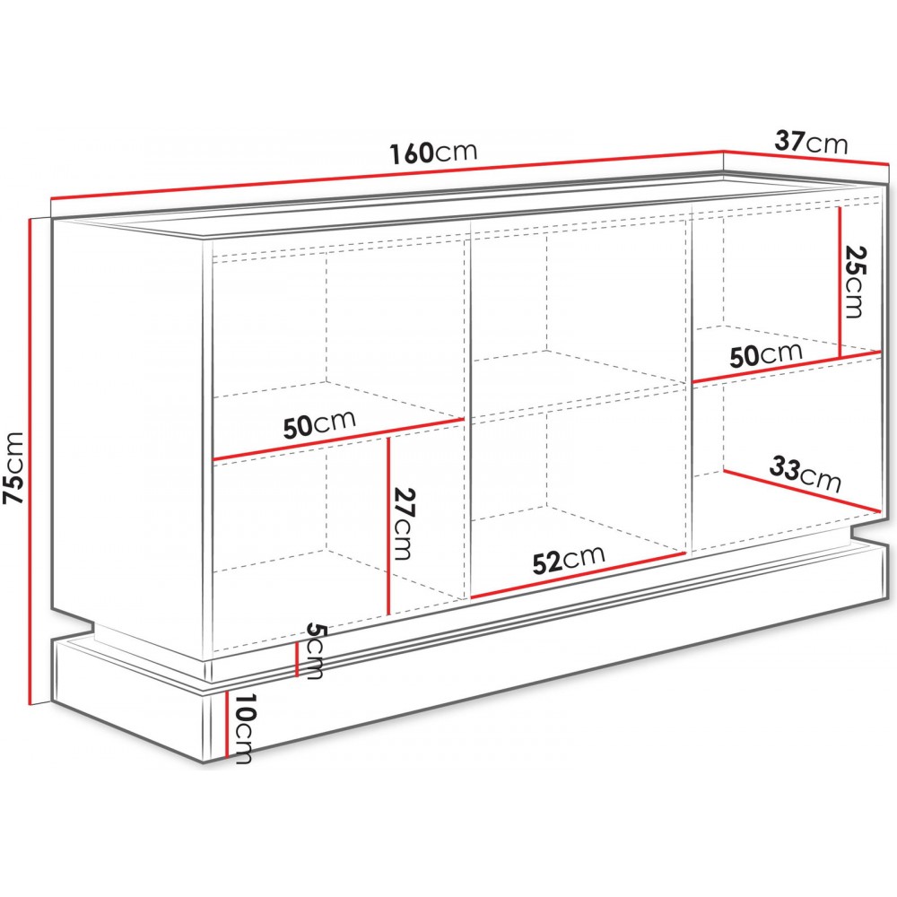Μπουφές Zarpant 3D-Μαύρο 160x37x75