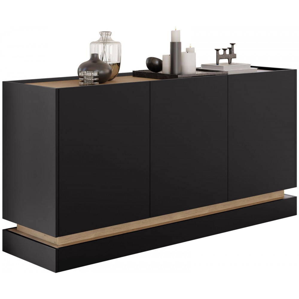Μπουφές Zarpant 3D-Μαύρο 160x37x75