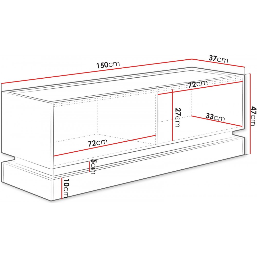 Έπιπλο Τηλεόρασης Zarpant 150 2K-Μαύρο 150x37x47