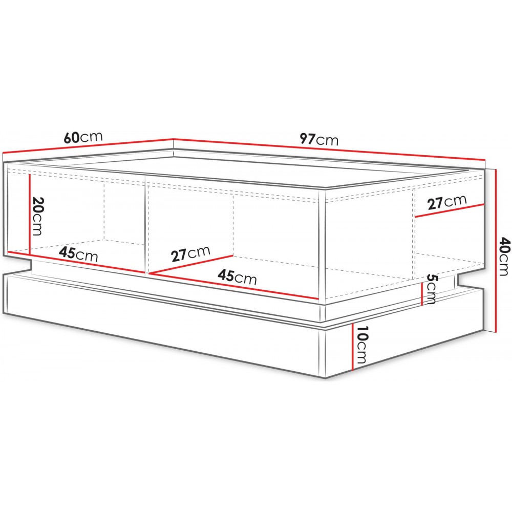 Τραπεζάκι Σαλονιού Zarpant L97 4K-Μαύρο 97x60x40