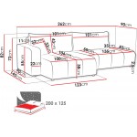 Γωνιακός Καναπές Furyn Otwarty-Δεξιά-Κρεμ 262x145x72