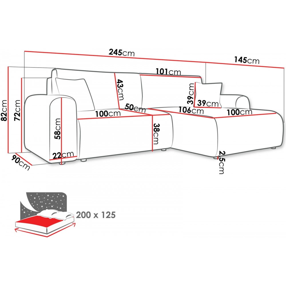 Γωνιακός καναπές Floryn-Γκρι