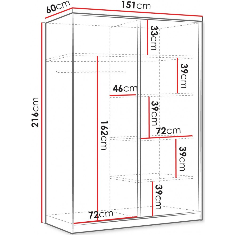 Ντουλάπα Tireno 2D συρόμενη-Μπεζ