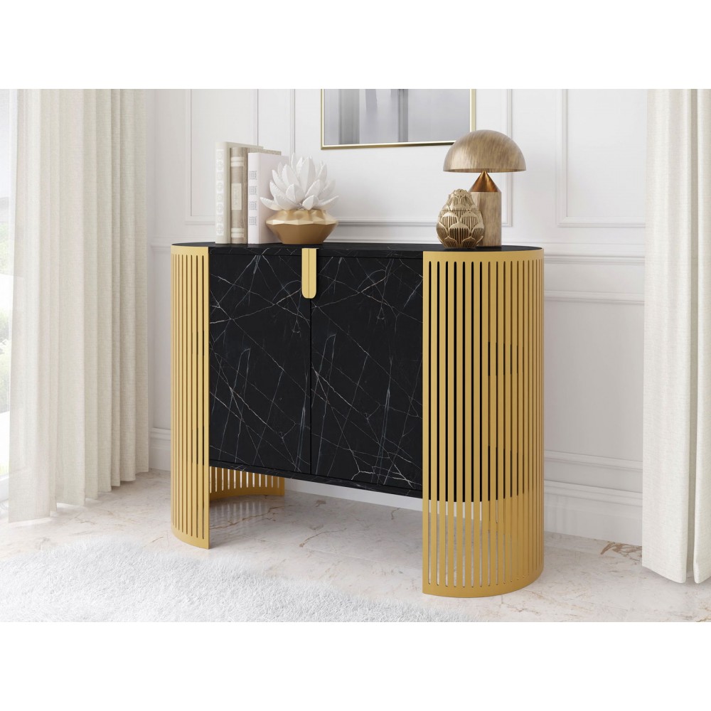 Μπουφές Fikoli III-Μαύρο Μάρμαρο - Χρυσό