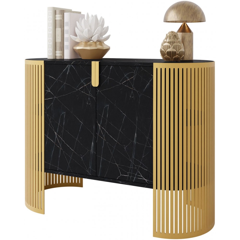 Μπουφές Fikoli III-Μαύρο Μάρμαρο - Χρυσό