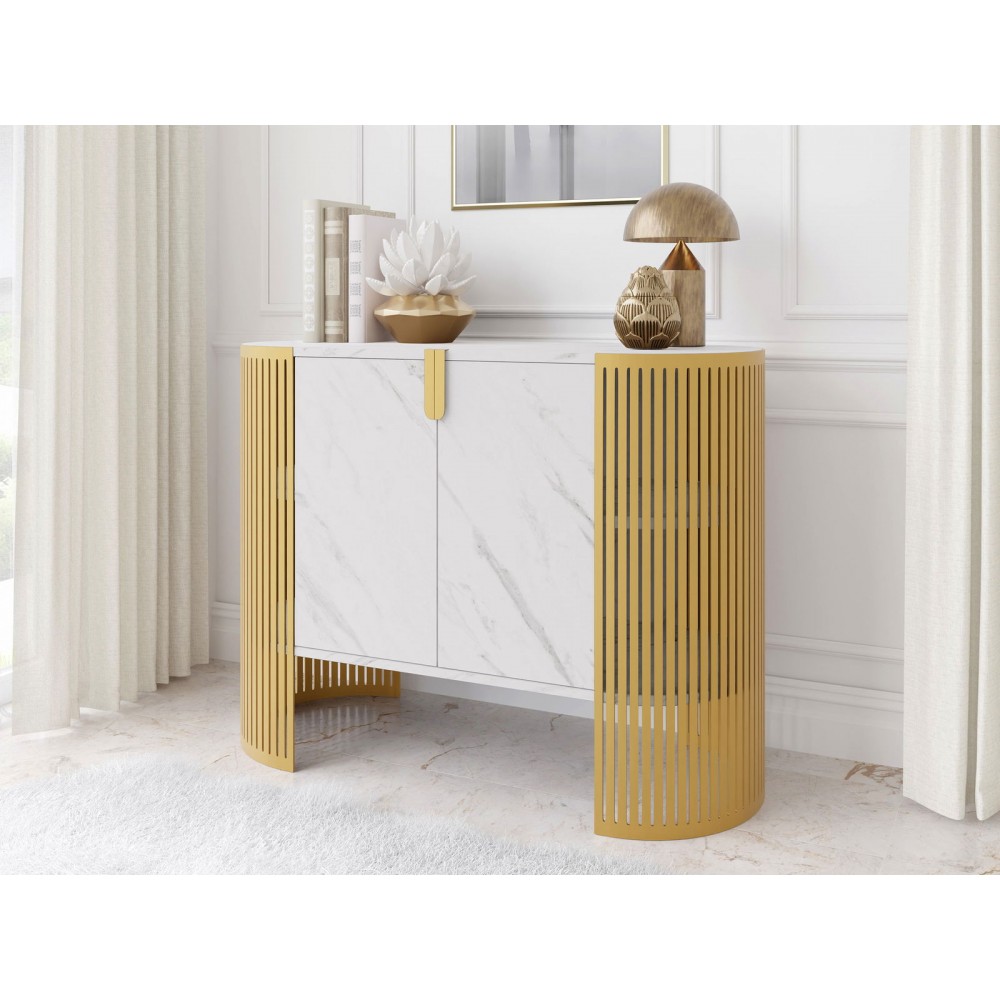 Μπουφές Fikoli III-Λευκό Μάρμαρο - Χρυσό