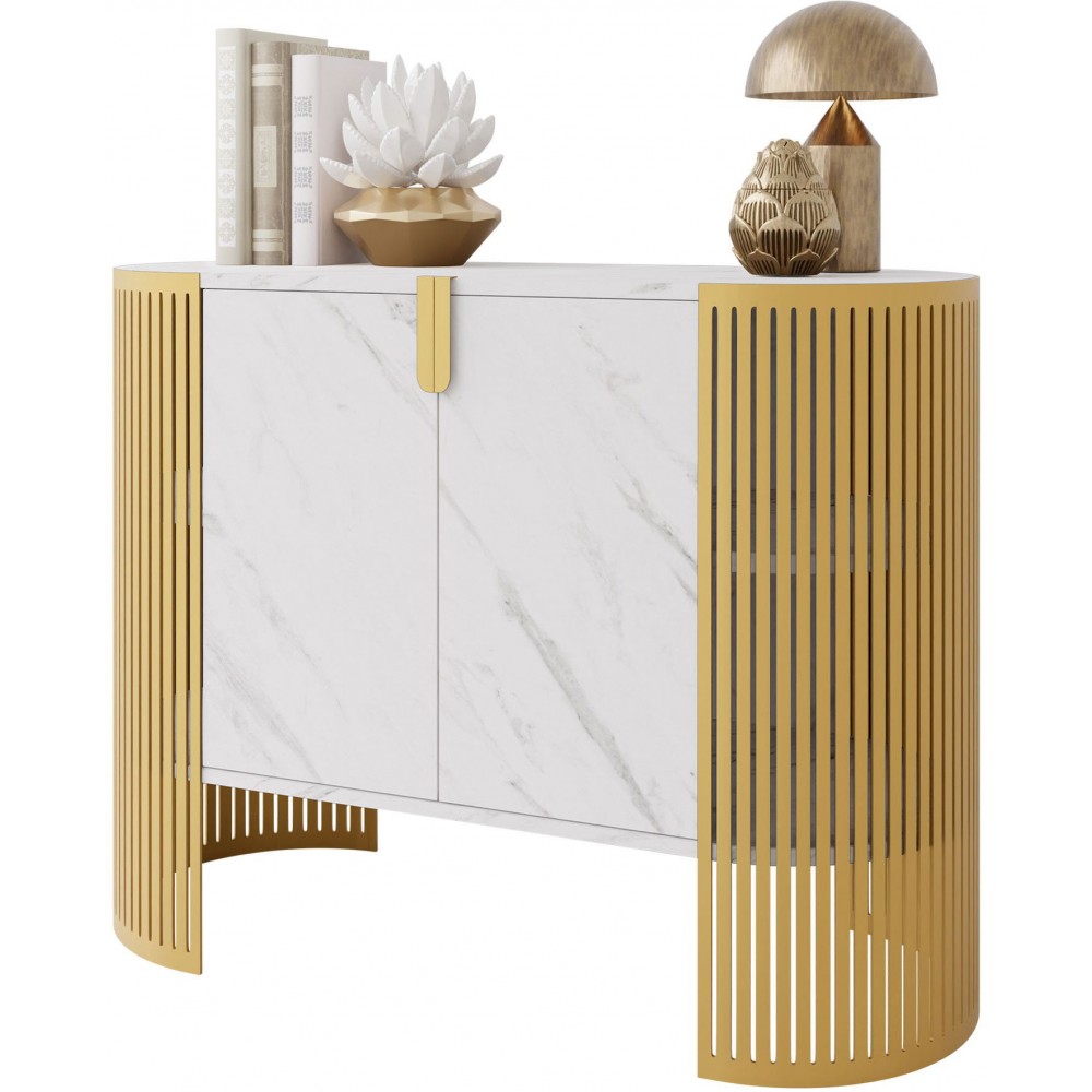 Μπουφές Fikoli III-Λευκό Μάρμαρο - Χρυσό