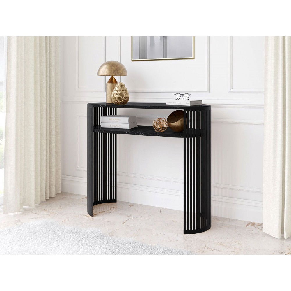 Κονσόλα Fikoli-Μαύρο Μάρμαρο - Μαύρο