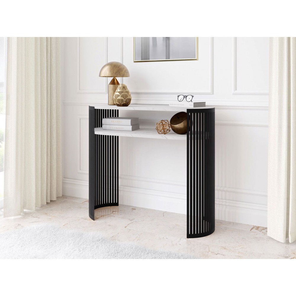 Κονσόλα Fikoli-Λευκό Μάρμαρο - Μαύρο