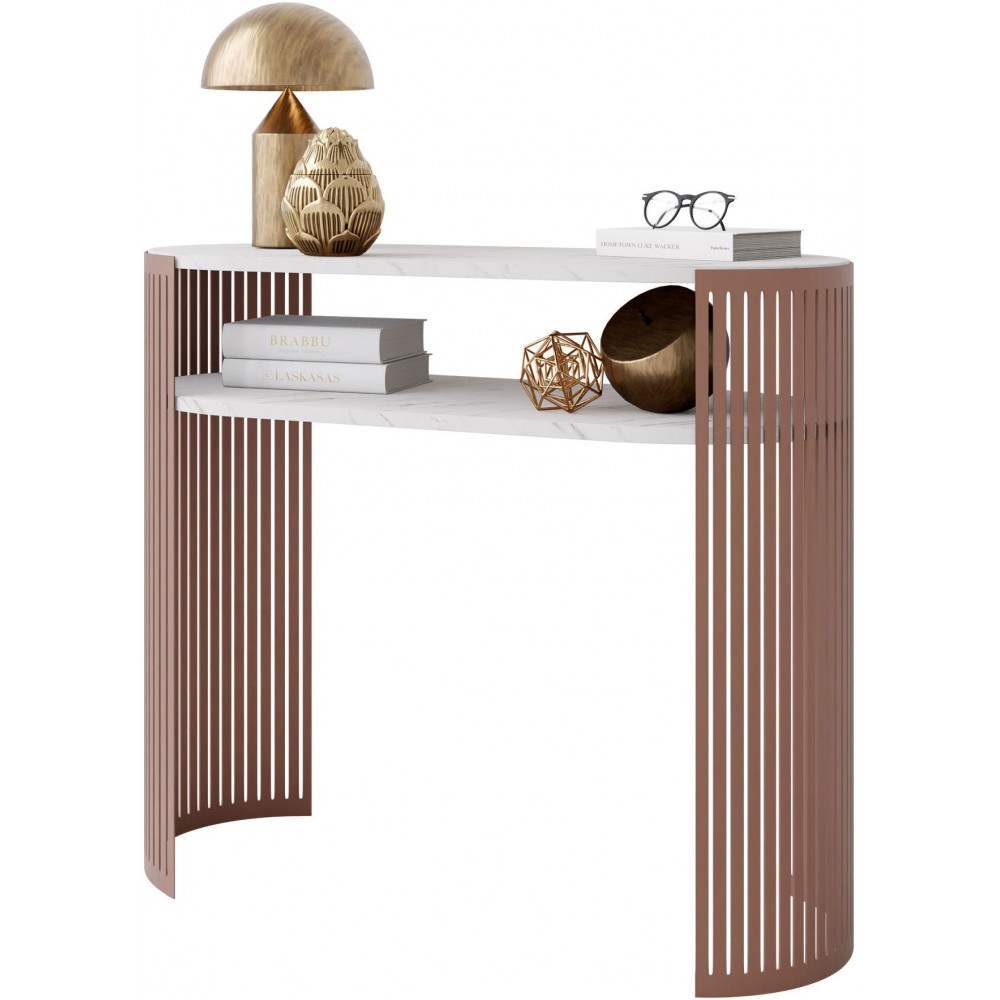 Κονσόλα Fikoli-Λευκό Μάρμαρο - Χάλκινο