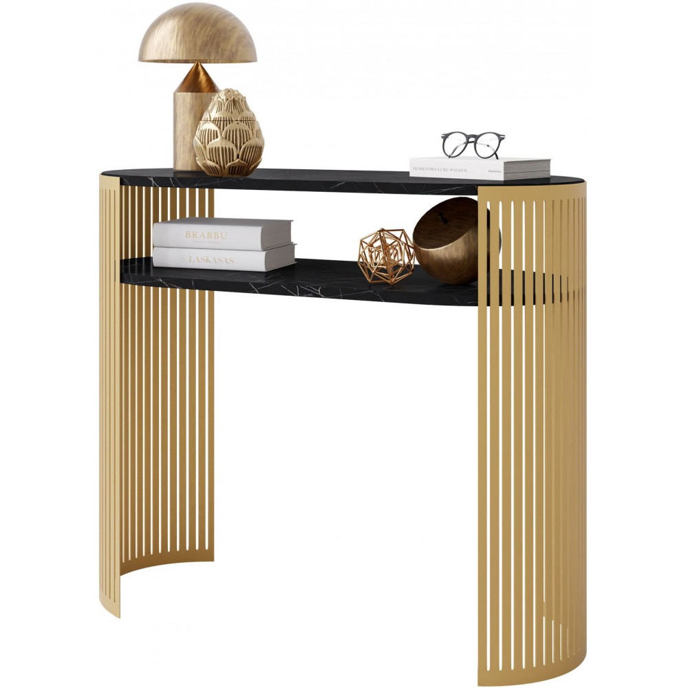 Κονσόλα Fikoli-Μαύρο Μάρμαρο - Χρυσό