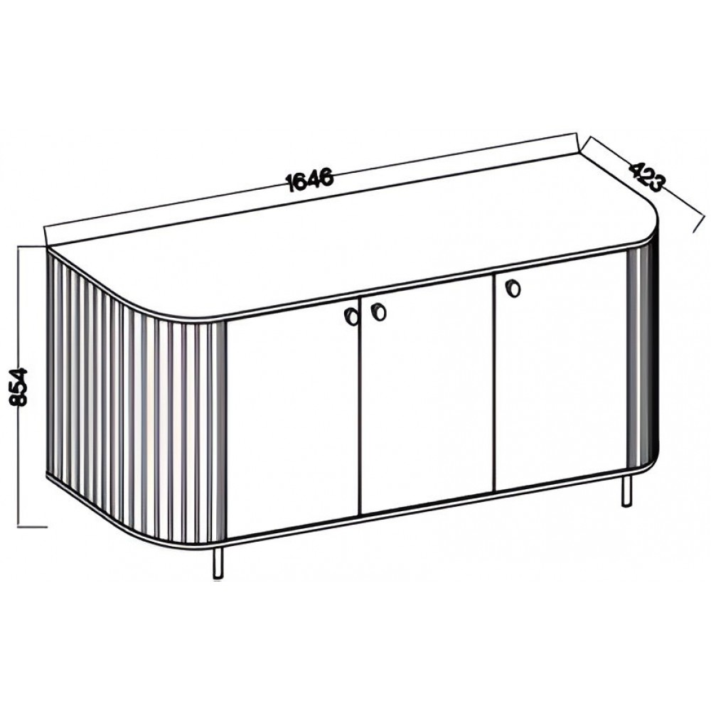 Μπουφές Ovelia 3D-Φυσικό 164.6x42.3x85.4
