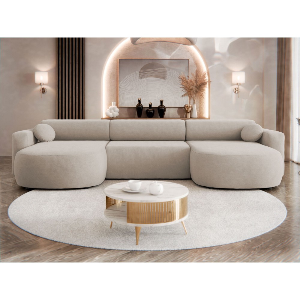 Γωνιακός καναπές Nicelo U-Καφέ Ανοιχτό