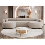 Γωνιακός καναπές Nicelo U-Καφέ Ανοιχτό