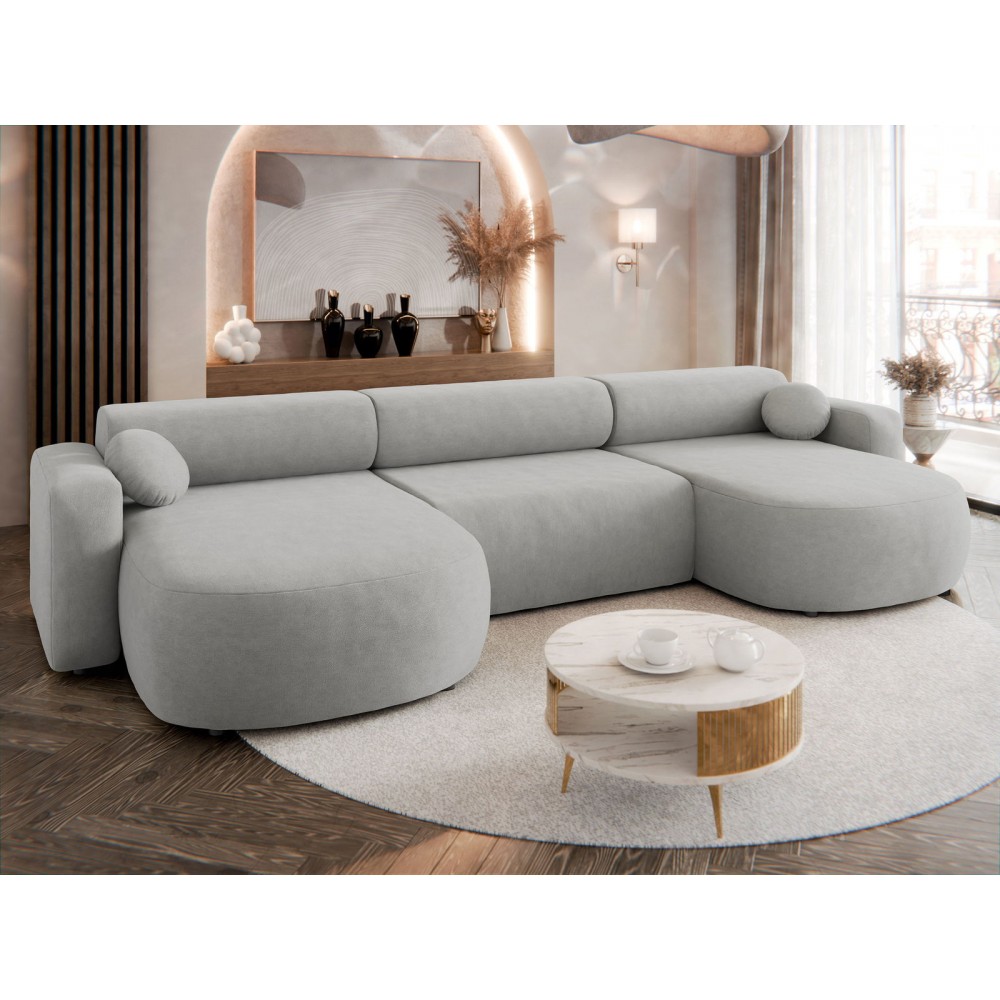 Γωνιακός καναπές Nicelo U-Γκρι Ανοιχτό