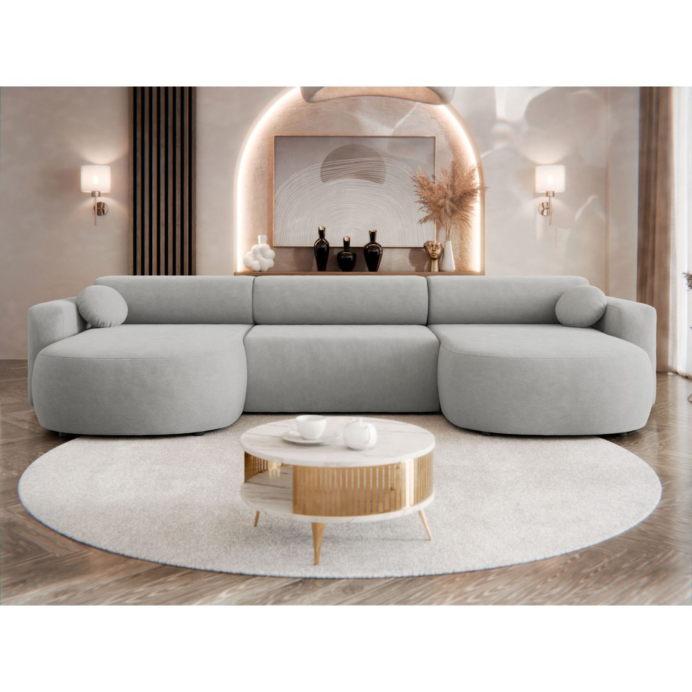 Γωνιακός καναπές Nicelo U-Γκρι Ανοιχτό